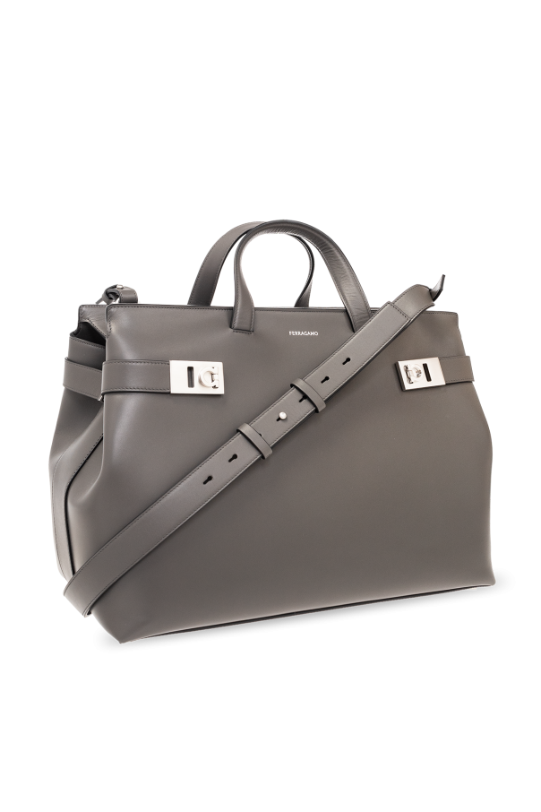 トートバッグ SALVATORE FERRAGAMO Grey Suede Shoulder Bag 4.png